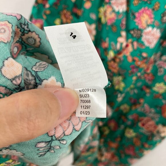 New LOFT size 6 Green Colorful Floral Feminine Belted Romantic Midi Dress - Picture 10 of 12